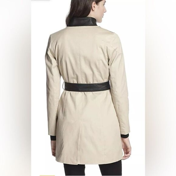 NWT French Connection Mid length Trench Coat Size Large Minimalist Corpcore - Picture 2 of 12
